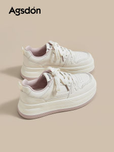 Agsdon | Breathable Soft Thick Sole Womens White Sneakers
