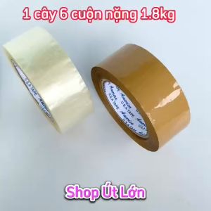 1 Cuộn băng keo trong đục 200yard nặng 315gram rộng 4.7cm lõi 5mm 1 cây có 6 cuộn nặng 1.8kg