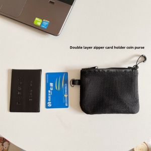 Large Capacity Double Layer Zipper Cute Coin Purse Portable Earphone Bag Grid Red Envelope Storage Bag for Women