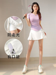 Bộ Đồ Thể Thao Cầu Lông Nữ Xuân Hè 2024 Quần Vợt Yoga Thời Trang Mới Váy Bộ Quần Áo Thể Dục Nữ Tay Ngắn Nữ Mặc Năng Động