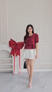 Elsa Top Atasan Pita Lengan Pendek Wanita Orecca