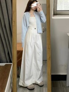 Quần Ống Rộng Cạp Cao Dài Thường Ngày Cho Nữ Quần Dài Đến Sàn Dáng Rộng Dài 180cm Mùa Thu Dáng Rộng Dài