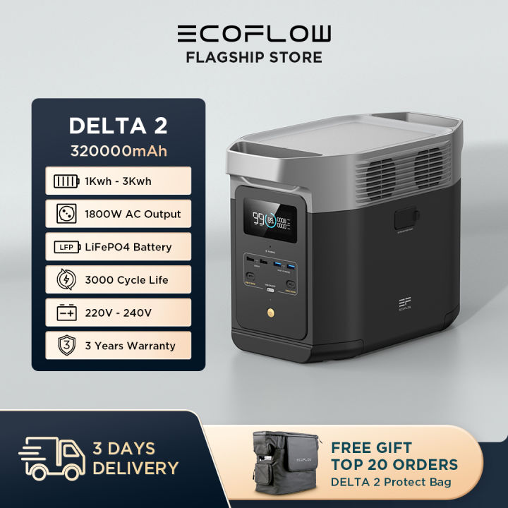 ECOFLOW DELTA 2 220V Portable Power Station 1024Wh LiFePO4 Battery Fast  Charging Use as a Solar Generator for Home Backup Power Camping & RVs