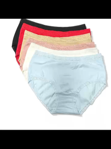 6Pcs Hands Flower® Womens Lace Cotton Trim Bikini Panties Soft Stretch Mid Waist Underwear