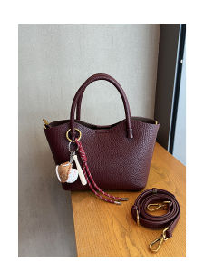 กระเป๋าสะพายข้างหนังสีแดงดำสำหรับผู้หญิง กระเป๋าถือแบบสะพายข้างแบบเปิดหลังคา กระเป๋าถือแบบมีซิป กระเป๋าสะพายข้างแบบลำลอง