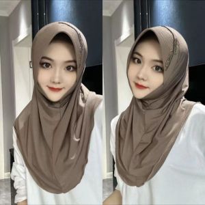 New 2024 Handmade Sponge Hat Edge Convenient Overhead Scarf Fashionable Versatile Womens Shawl Head Cover Multi-Functional Pure Color