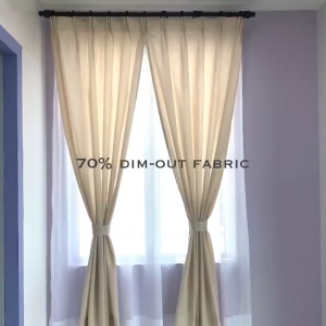 PCDECOR Langsir Semi Blackout Plain Ring Dim Out Window Curtain Hook & Eyelet French Pleat Siap Jahit
