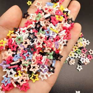 50Pcs 3D Colorful Stars Nail Decorations Hollowed Star Heart Matte Charms Nail Art Accessories Flatback Resin Nails Rhinestones