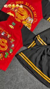 Stelan Anak Perempuan Model ROK Motif Gong Xi Fai Cai Usia 1-10 Tahun Bahan Katun Model Terbaru