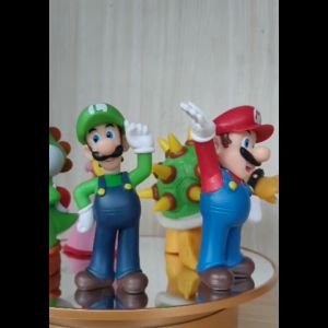 Action Figure SUPER MARIO BROS isi 6 pcs - Miniatur Topper Kue Pajangan Mainan Donkey Kong Luigi Bowser Wario
