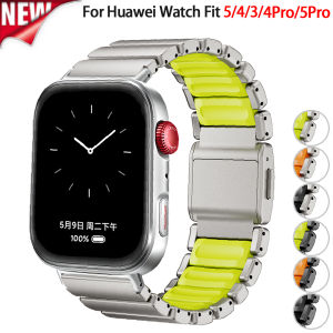 Luxury Metal Silicone Strap for Huawei Watch Fit5 5Pro  Magnetic Built in Anti Slip Silicone Band for Huawei Band Fit 4Pro 4 3