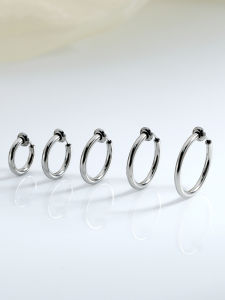 ต่างหูแบบไม่ต้องเจาะ โลหะผสมไททาเนียม รูปวงกลม สไตล์ฮิปฮอป เครื่องประดับแฟชั่นสำหรับผู้ชาย ไม่ต้องเจาะ