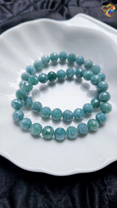 Premium Grade Natural Faceted Blue Water Jadeite A-Grade Bracelet