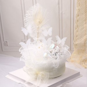 Butterfly Network Birthday Cake Decoration White Mesh Edge Valentines Day Baking Supplies Festive Celebration Accessories