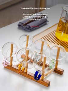 Thickened Heat Resistant Glass Tea Set Home Use Gongfu Tea Drinking Cup Transparent Handle Tea Bowl for Brewing And Sipping Tea