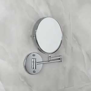 Reversible circular bathroom makeup mirror wall-mounted 8-inch beauty mirror with 3x magnification function
