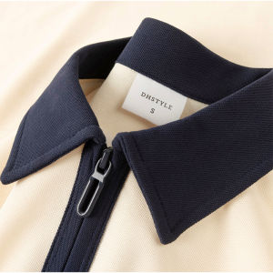 Beige Apricot 230G Heavy Weight Pearl Cotton Polo Shirt Summer Short-Sleeved Mens Patchwork Contrast Color Fashion All-Match Lapel T-shirt