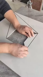 Dụng cụ lấy dấu và thước đo cắt gạch ốp lát cống thoát nước nhà vệ sinh bằng inox tiện dụng