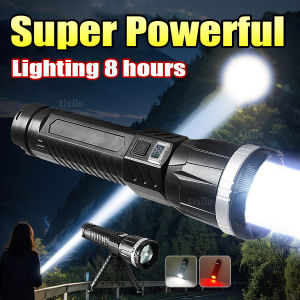 Super Powerful LED Handheld Flashlight 6800mAh Built-in Battery Type-C Rechargeable Torch 8 Modes Outdoor Tactical Hand Lantern