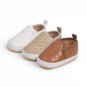 KIDSUN 3-Colors Boys Girls Baby Shoes Classic Casual Sneakers Toddler Leather Non-slip Soft-soled Baby Walking Shoes 0-18 Months