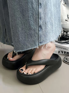 ผู้หญิงส้นหนา 6 ซมรองเท้าแตะฤดูร้อนกลางแจ้งสวมใส่ความสูงรองเท้าแตะ EVA สบายรองเท้าชายหาดสุภาพสตรีรองเท้าลำลองแบบสวม