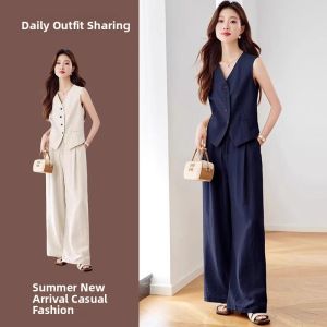 LIANGYILAILIN | Old Money Style Ladies Outfit Set Summer 2 Pieces