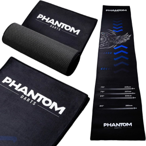 VIKAMA Black Phantom Darts Mat With Official Distance Markings Non-Slip Rug For Home Bar Game Room Decor