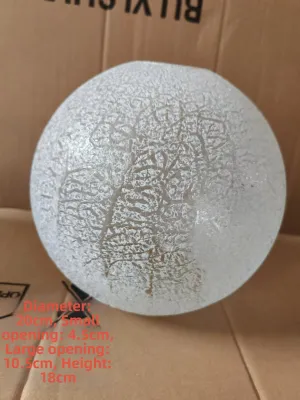 round Ball Shaped Glass Lampshade Flat Mouth Snowflake Design for Ceiling Light Hall Entrance Lighting Accessories E27 Socket