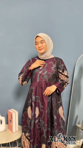 Gamis Batik Polymicro Tali Samping Resleting Depan Busui Friendly