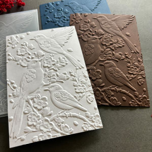 3D embossed plastic folders with a Goldfinch and Plum Blossom pattern background design suitable for DIY paper-cutting books c