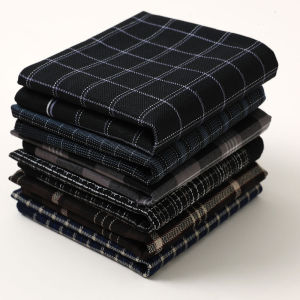 11Pcs Random Cotton Plaid Classic Color Handkerchief Woven Old-fashioned Mens Thin Absorbent Sweat Towel