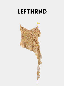 Holiday Yellow Flowery Sleeve Lantern Womens Sleeveless Top Lightweight Mesh Bubble Wrap Spring Summer New Style Sweet-and-spicy Uneven Trim Transparent Fabric Long Sleeves round Neck T-shirt