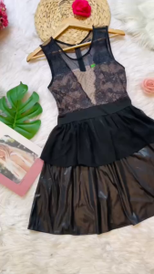 MYDU SALE - MS 1999 |Đầm Dự Tiệc Ren Phối Da – Tôn Dáng Quyến Rũ