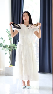 Giày Búp Bê Nữ Mũi Nhọn Đế Bệt Đính Đá Pha Lê Sang Trọng Pixie H409