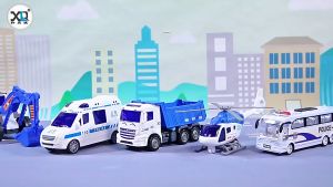 Bộ đồ chơi 6 xe cứu hỏa xe cảnh sát hoặc xe quân sự cỡ đại chạy đà cao cấp cho bé