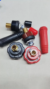 6pcs Red + Black Set Standard Welding Cable Connector Plug and Socket Set Threaded DKJ.