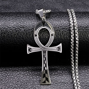 Egypt Ankh Cross Key of Life Pendant Necklace for Women Men Stainless Steel Amulet Egyptian Chain Jewelry cruz egipcia
