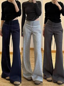 American Style High Waist Wide Leg Pants Womens Spring Autumn Casual Loose Fit Trousers with Bell Bottoms And Pockets