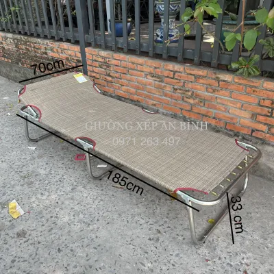 Giường xếp INOX cao cấp cỡ rộng vải lưới nhập khẩu siêu bền gấp gọn tiện lợi - Hàng cao cấp