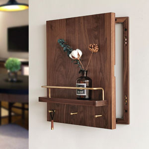 Walnut Electric Meter Box Shielding Box Clothes Rack Solid Wood Multi-Functional Electricity Box Decorative Shelf Creative with Hook