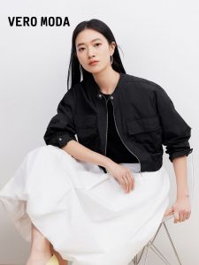 Vero Moda | New Design Drop Shoulder Stand Collar Snap and Zipper Jacket