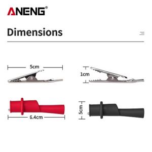 ANENG | ANENG Đỏ Đen Kẹp Cá Sấu Đồng Nguyên Chất Mạ Niken Vỏ Cách Điện Dây Thử Nghiệm Đa Năng Kẹp Dây Cho Thiết Bị Điện DIY