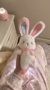 Cute Rabbit Fur Plush Toy Mini Keychain Soft Fluffy Bunny Bag Charm Pendant Cartoon Animal Key Ring Gift for Girls