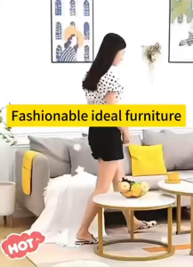 Center Table for Living Room for sala Coffee Table Dual-color panel Creative Nodic Round Steel Wood Tea Table Modern