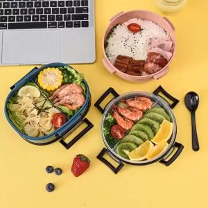 Lunch Box Be With You / Kotak Makan 900ML BPA Free Anti Tumpah Free Sendok Garpu 48883