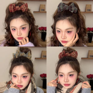 Tartan Hair Clip Womens Back of Head College Style Double Layer 3D Running Princess Ball Head Clip High Ponytail Hair Accessories