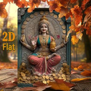 CIFbuy | Aluminum Lakshmi Wall Art Gold Coin Hindu Serene Home Decor for Bedroom Living Room