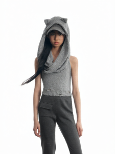 LOVESASAKIDS | Sleeveless Distressed Wasteland Style Hooded Sweater