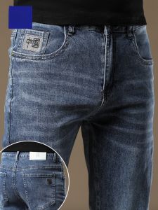 ROMON | Romon Mens Slim Straight Jeans Fashionable Casual Elastic Business Long Trousers Spring Autumn New Style Cotton Polyester Blend