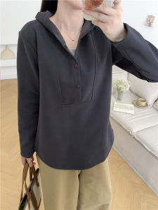 เสื้อชั้นในให้นมแบบลำลองสำหรับฤดูใบไม้ร่วงและฤดูหนาว 2024 เสื้อคลุมกันหนาวสำหรับคุณแม่ตั้งครรภ์ เสื้อคลุมกันหนาวแบบสวมหัว แขนยาว ผ้าฝ้ายผสม